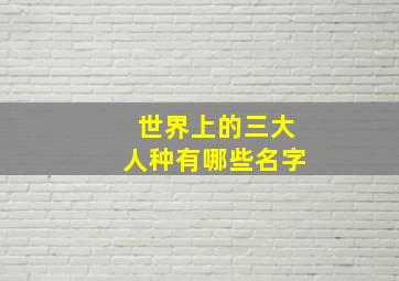 世界上的三大人种有哪些名字