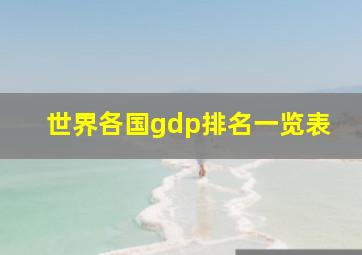 世界各国gdp排名一览表