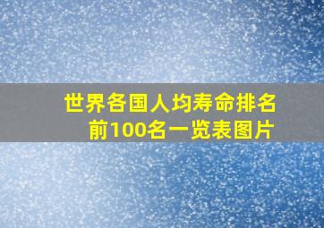 世界各国人均寿命排名前100名一览表图片