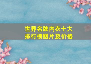 世界名牌内衣十大排行榜图片及价格