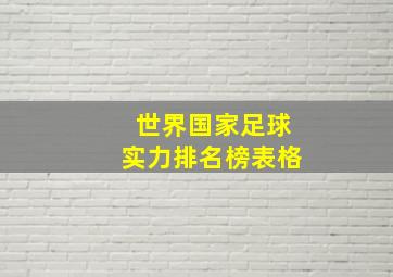 世界国家足球实力排名榜表格