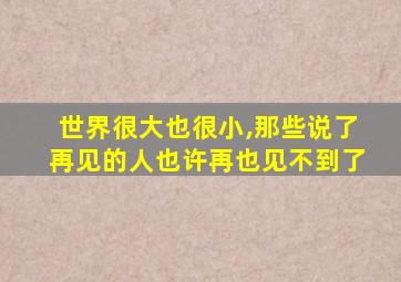 世界很大也很小,那些说了再见的人也许再也见不到了