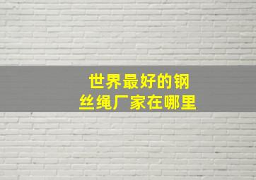 世界最好的钢丝绳厂家在哪里