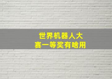 世界机器人大赛一等奖有啥用