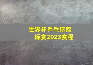 世界杯乒乓球锦标赛2023赛程