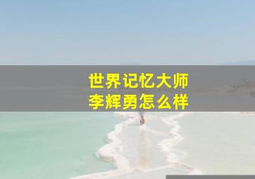 世界记忆大师李辉勇怎么样