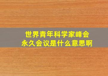 世界青年科学家峰会永久会议是什么意思啊