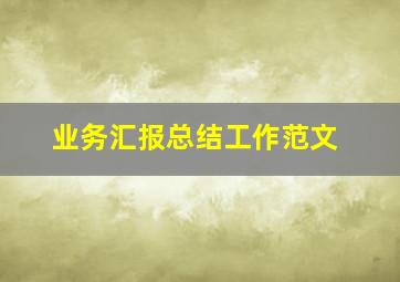 业务汇报总结工作范文