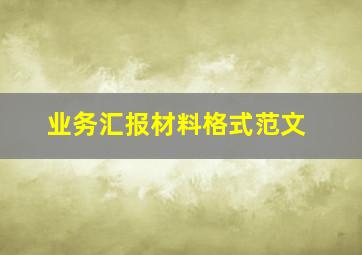 业务汇报材料格式范文