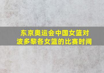 东京奥运会中国女篮对波多黎各女篮的比赛时间