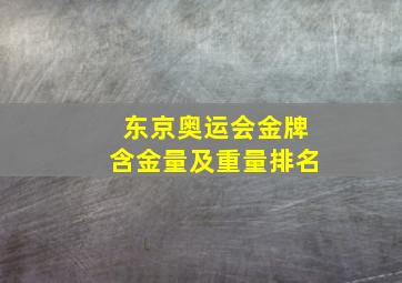 东京奥运会金牌含金量及重量排名