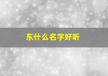 东什么名字好听