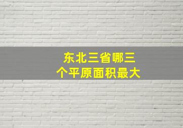 东北三省哪三个平原面积最大