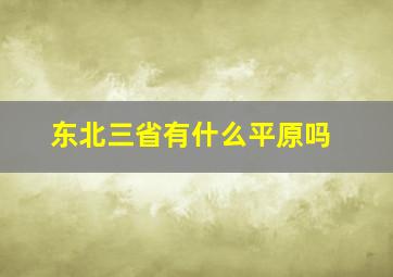 东北三省有什么平原吗