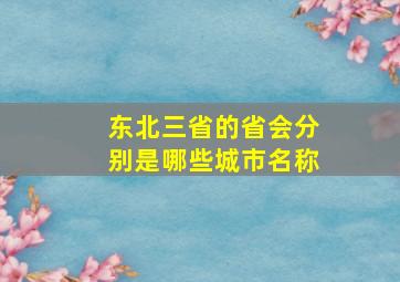 东北三省的省会分别是哪些城市名称