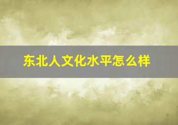 东北人文化水平怎么样