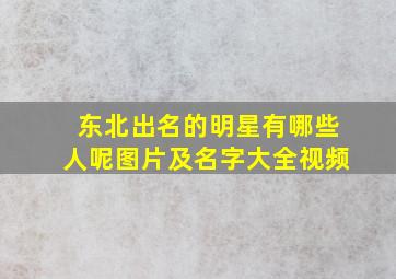 东北出名的明星有哪些人呢图片及名字大全视频