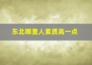 东北哪里人素质高一点