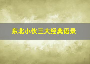 东北小伙三大经典语录