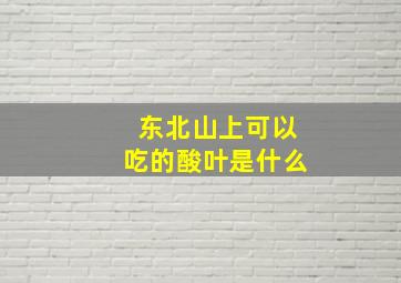 东北山上可以吃的酸叶是什么