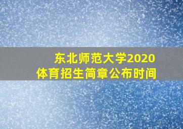 东北师范大学2020体育招生简章公布时间