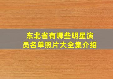 东北省有哪些明星演员名单照片大全集介绍