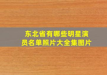 东北省有哪些明星演员名单照片大全集图片