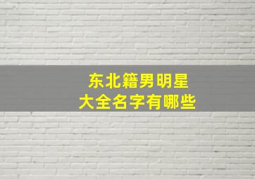 东北籍男明星大全名字有哪些