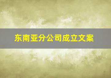 东南亚分公司成立文案