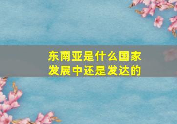 东南亚是什么国家发展中还是发达的