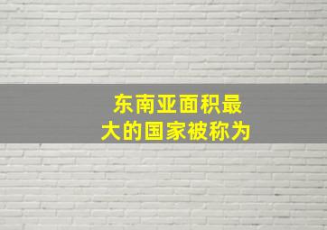 东南亚面积最大的国家被称为