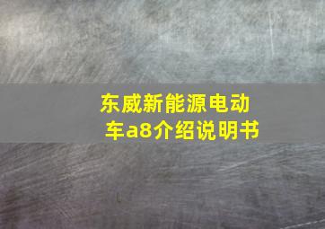 东威新能源电动车a8介绍说明书