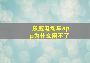 东威电动车app为什么用不了