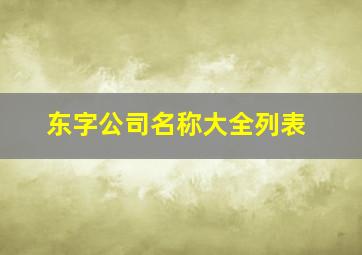 东字公司名称大全列表