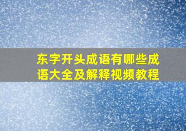 东字开头成语有哪些成语大全及解释视频教程