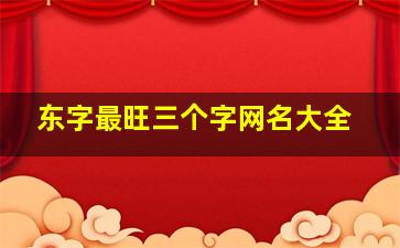 东字最旺三个字网名大全