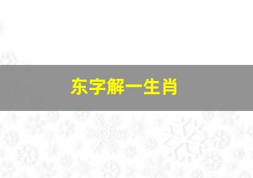 东字解一生肖