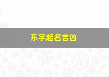 东字起名吉凶