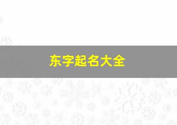 东字起名大全