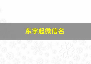 东字起微信名