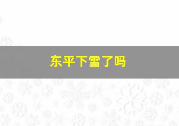 东平下雪了吗