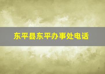 东平县东平办事处电话