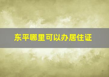 东平哪里可以办居住证