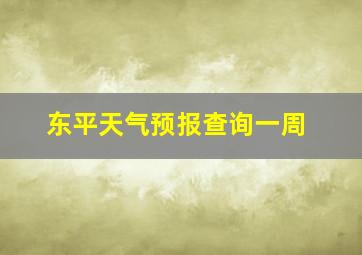 东平天气预报查询一周