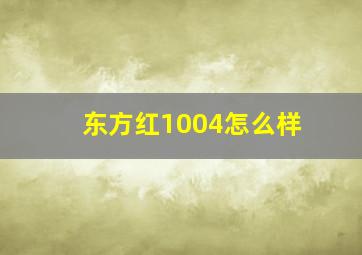 东方红1004怎么样