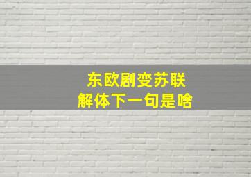 东欧剧变苏联解体下一句是啥