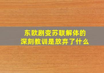 东欧剧变苏联解体的深刻教训是放弃了什么