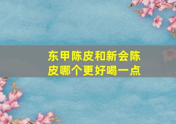 东甲陈皮和新会陈皮哪个更好喝一点