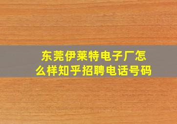 东莞伊莱特电子厂怎么样知乎招聘电话号码