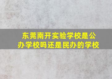 东莞南开实验学校是公办学校吗还是民办的学校